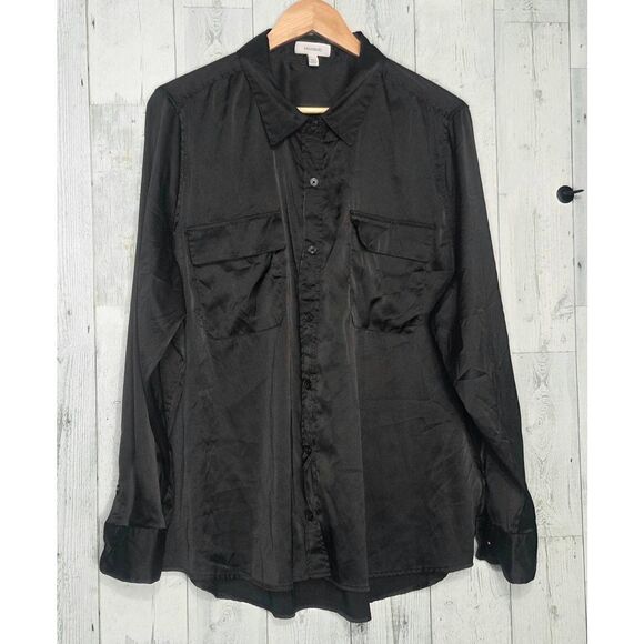 Equipment Black Satin Button Down Blouse Sz. XL - Picture 3 of 7